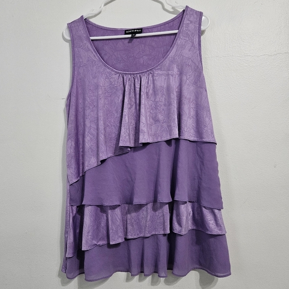 Y2K Purple ruffled Tank Top Size XL - Picture 1 of 3